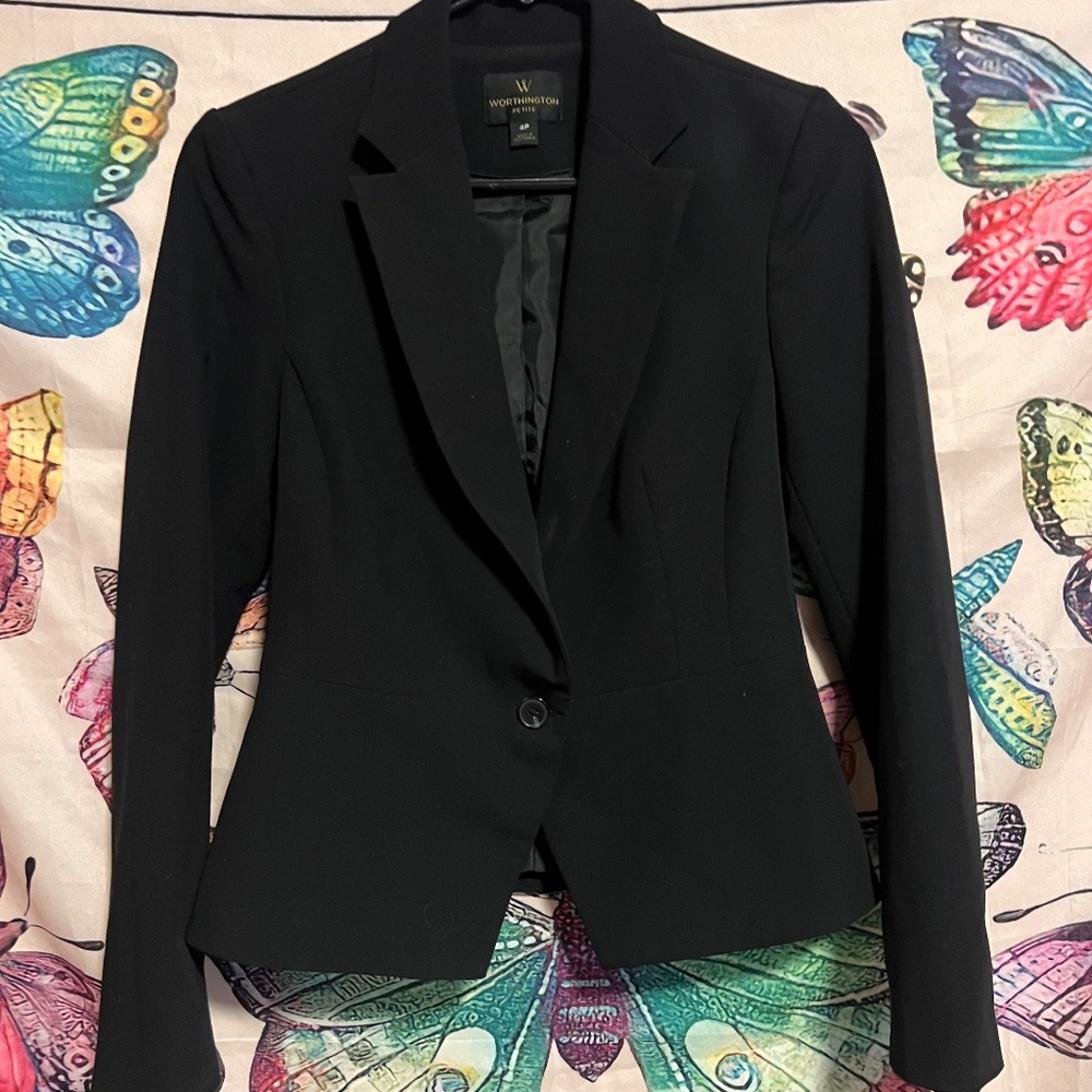 Black Petite One Button Blazer - image 8